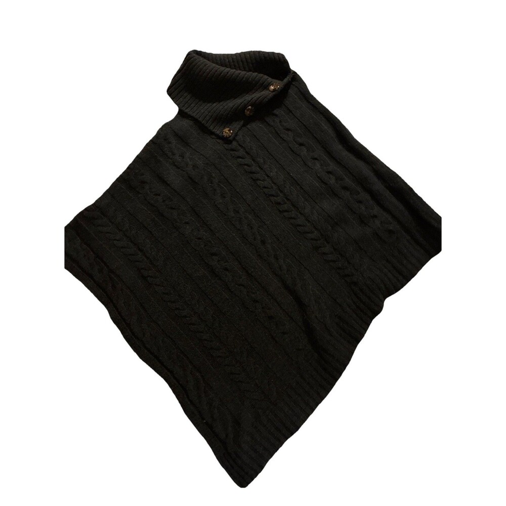 ANNA & AVA Gray Cable Knit Sweater Poncho One Size Fits Most